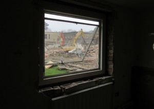 View of demolition site from inside King's Head