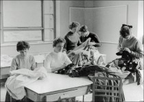 Assorted students making costumes