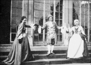 Mozart's 'Impresario' - performed in front of the Camellia House in 1954. Image from a Paul Mann publication.