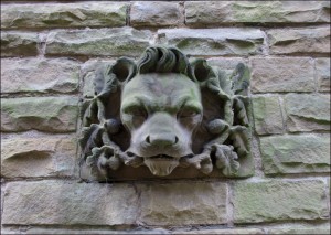 Lion's Head Carving on the former Student Centre.